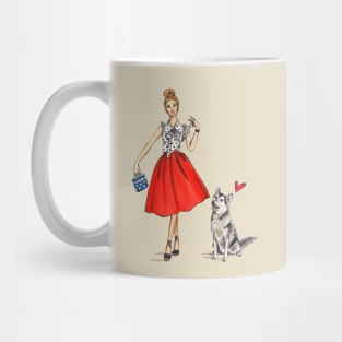 Girl and Husky Mug